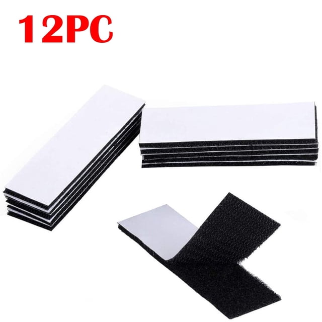 WIFKLSIIPG Ruban Auto-Agrippant Adhésif à Dos Adhésif - Bandes Double Face 12 Pcs (Noir)