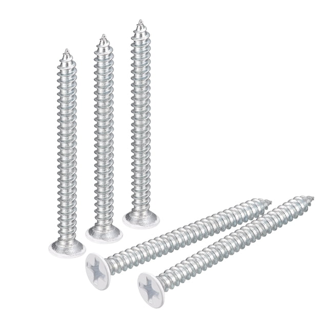 Unique Bargains Vis Blanches ST3.5x40mm à Taraudage Automatique, Lot de 100 Vis à Tête Plate à Vis Phillips pour le Travail du Bois