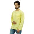 thumbnail image 3 of Atasi Kurta pour Homme à Col Rond en Coton, Manches Retroussables, Chemise Jaune - X-Grand, 3 of 7
