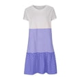 thumbnail image 4 of Fatuov Robe pour Femme Grande Taille à Col Rond à Manches Courtes Robe Chemise d'Été pour Vacances à Blocs de Couleur Robe Midi Fluide Évasée d'Été, Tailles TG, Bleu, 4 of 5