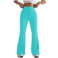 thumbnail image 1 of LOVZFMLL Women's Pants, Solid Color Tight Fitting Hip Shaping Flared Yoga Pants Mint Green, S, 1 of 4