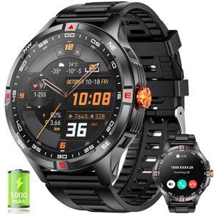 Rénovés Mingdaln Smartwatch militaire, appel sans fil, 120+ Modes sportifs, 1,46 pouce HD Affichage tactique, IP68 Imperméable, 30-Day Durée de vie de la batterie, noir