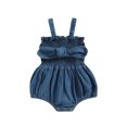thumbnail image 1 of Gupgi Infant Girl Denim Romper Solid Color Bowknot Ruched Sleeveless Sling Bodysuits, 1 of 8