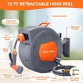 thumbnail image 2 of AKDSteel Wall Mounted Water Hose Reel – Automatic Rewind, 180° Swivel Bracket, Any Length Lock, Includes 9-Function Sprayer Nozzle for Outdoor Use, 2 of 9