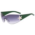 thumbnail image 2 of Fashion Men Women Star Wrap Around Sunglasses Cycling Rimless Futuristic Sunglasses, 2 of 4