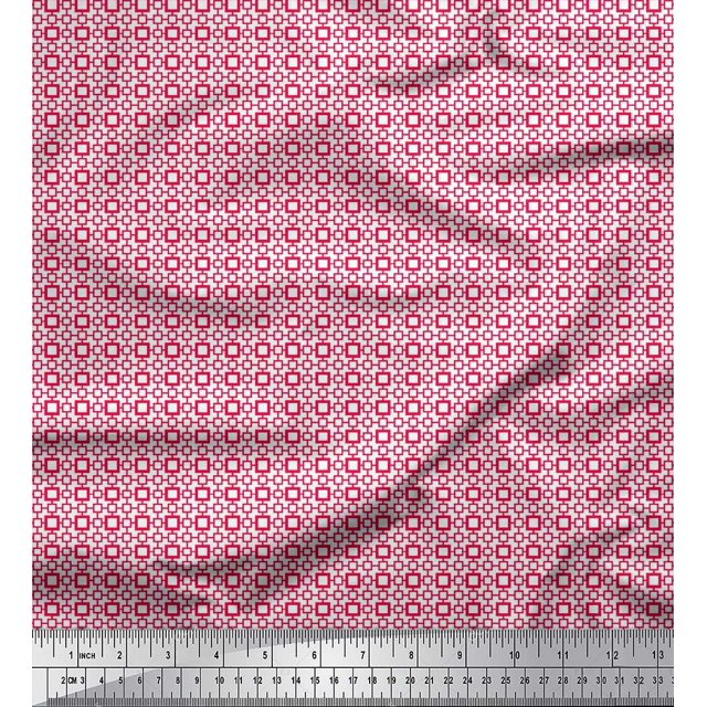 Soimoi Modal Satin Fabric Geometric Small Print Fabric by The Yard 42 Inch Wide