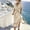 Beige, variant on Lovzfmll Elegant Fitted V Neck Batwing Sleeve Dress, Pleated Waist Ruffled Hem Midi Dress Black, L