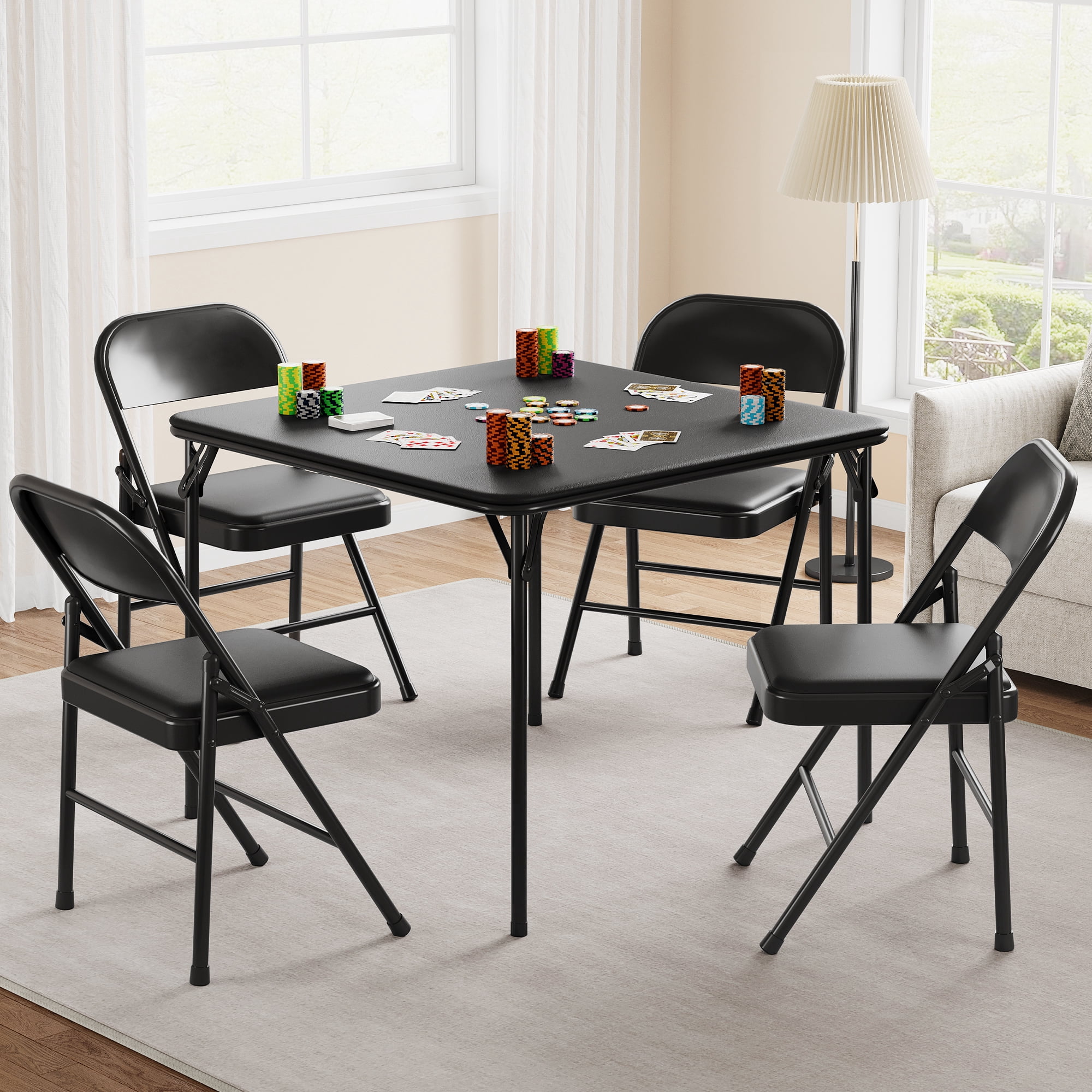 EastVita 33.6-inch Portable Folding Square Card Table,Metal