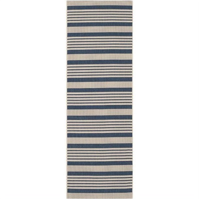 Hawthorne Collection Tapis Intérieur Extérieur Bleu Marine - Coureur 2 Pieds3 Pouces x 6 Pieds7 Pouces