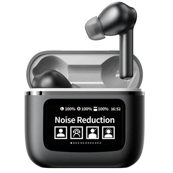 Black Translator Earbuds Bluetooth 5.4 Real Time Translation 144 Languages Two Way Online Voice Text Translation Black In Ear Headset For Travel Conference Meetings