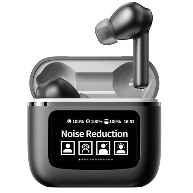 Black Translator Earbuds Bluetooth 5.4 Real Time Translation 144 Languages Two Way Online Voice Text Translation Black In Ear Headset For Travel Conference Meetings