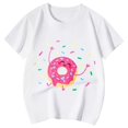 thumbnail image 4 of LUOGENLI T-Shirt pour Filles Enfants Mignon Imprimé à Manches Courtes Col Rond T-Shirt Maxi Hauts Ensembles Filles Tenue 2 Pcs Décontractée Blanc 3-4 Ans, 4 of 4