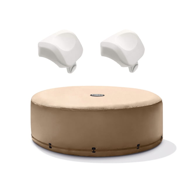 Intex PureSpa Energy Efficient Hot Tub Cover & Cushioned Foam Headrest (2 Pack)