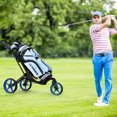 thumbnail image 4 of Gymax Chariot de Golf Pliable à 3 Roues à Pousser et Tirer avec Poignée Réglable Frein Bleu, 4 of 10