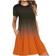 thumbnail image 1 of Weiqiqre Robes pour Femmes Été Décontractées à Manches Courtes Col Ras du Cou Robes T-Shirt Amples Évasées Mini avec Poches, 1 of 5
