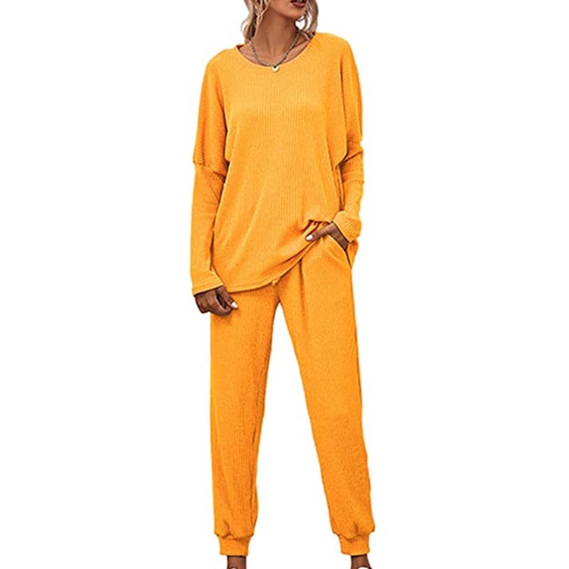 Innerwin Loungwear Elastic Waist Ladies Nightwear Sleep Drawstring With Pockets Sleepwear Yellow S