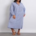 thumbnail image 4 of Robe Chemise pour Femmes à Manches Longues et Col Rabattu à Rayures, 4 of 9