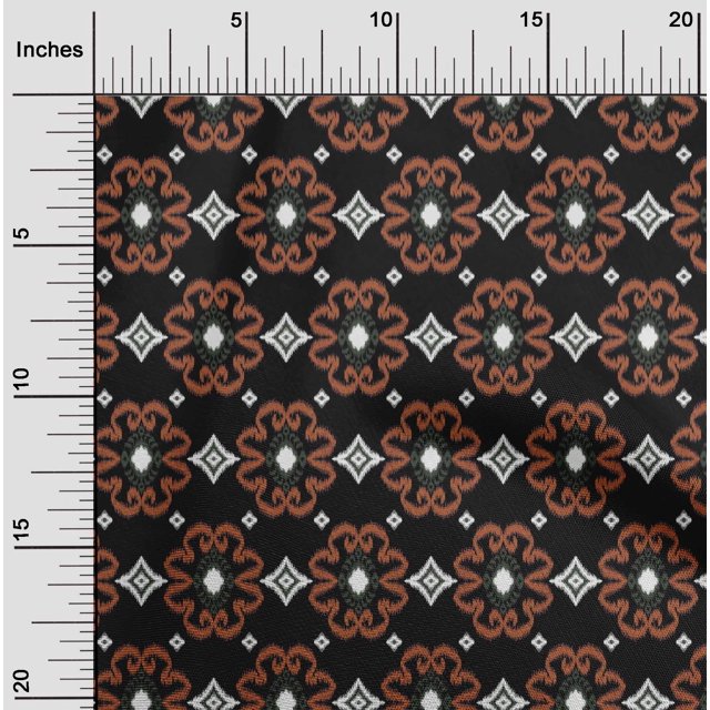 oneOone Cotton Poplin Fabric Diamond & Swirl Ikat Print Sewing Fabric BTY 56 Inch Wide