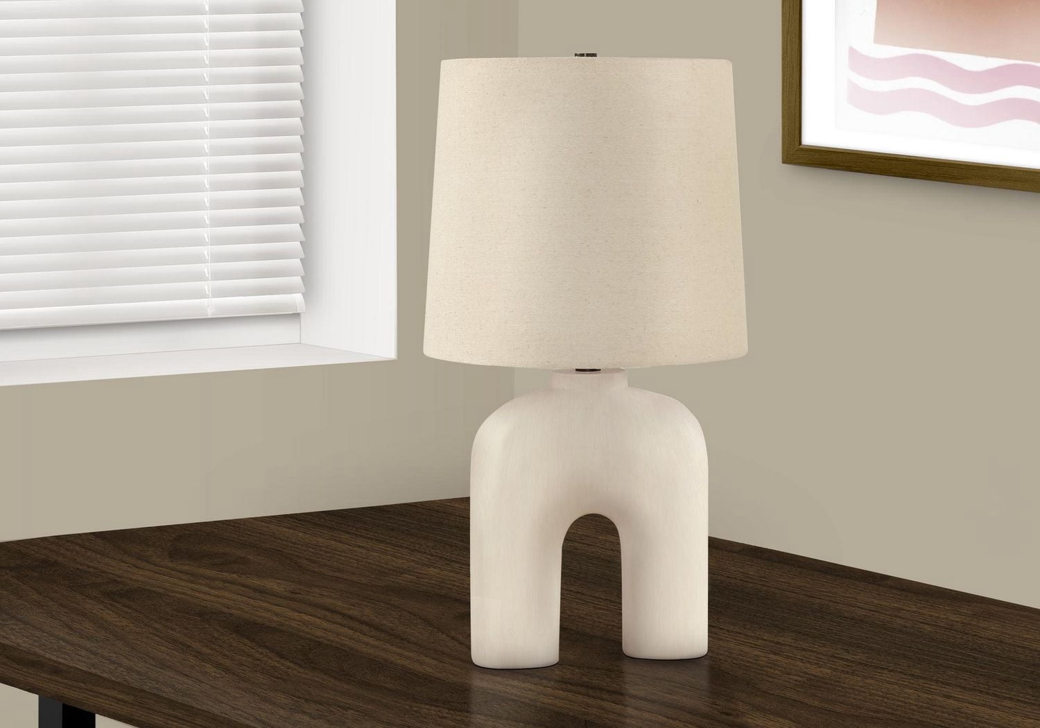Monarch Specialties  Luminaire, 25"h, Lampe De Table, Résine Crémeuse, Tons Beige., Moderne