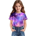 thumbnail image 4 of HVOBBTY T-shirt Décontracté à Manches Courtes pour Tout-Petits, T-shirt Imprimé à Manches Courtes Col Rond Demi-Manches Décontracté Polyvalent Violet, 3 Ans, 4 of 5