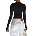 thumbnail image 4 of Fortune Women Casual Slim Fit Basic Crop Tops Solid Color Long Sleeve Pullover Tight Tee Shirts, 4 of 5