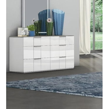 K-LIVING HARVEY DRESSER IN 2 TONE GLOSS WHITE WITH FLANNEL GREY