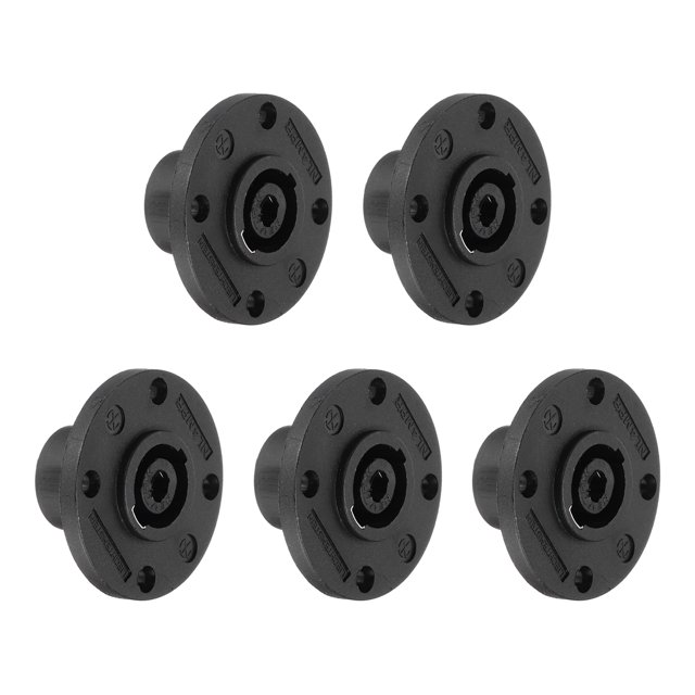 5pcs 4 Pole Speaker Jack Twist Lock,2 Inch XLR Speaker Panel Mount,Black