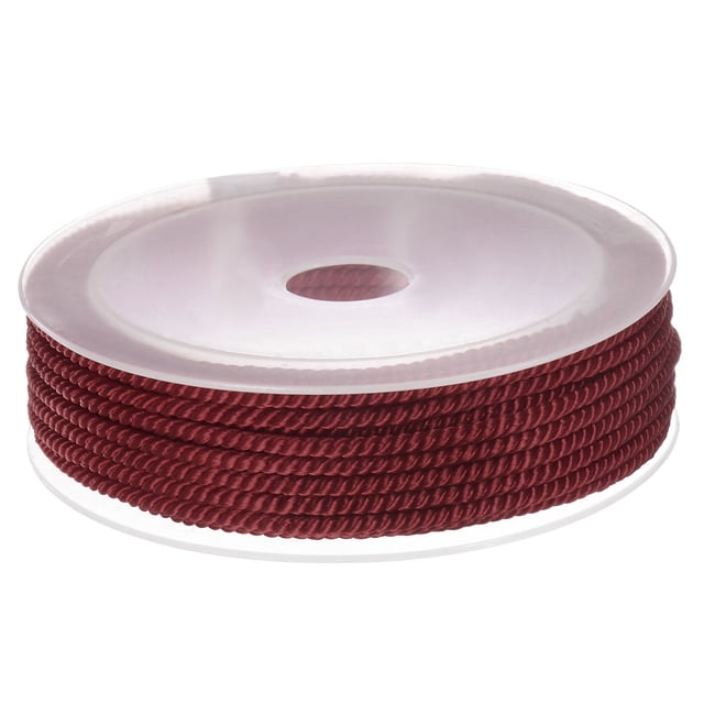Unique Bargains Twisted Nylon Twine Thread Beading Cord 3mm 7M/23 Feet Extra Strong Braided Nylon String, Dark Red