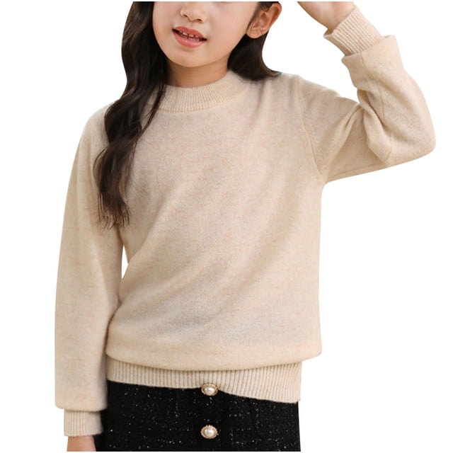 MeetoTime 4-18 Years Children's Knitted Undershirt Solid Color Thick Half High Neck Long Sleeved Pullover Top