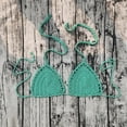 thumbnail image 4 of Hemlock Solid Color Hand Crochet Bikini Tops, Solid Color Hand Crochet Bikini Top, Euramerican Style, Summer Swimsuit, Blue Euramerican Swimsuit, Blue L, Size S-L, 4 of 4