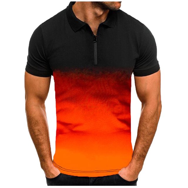 Mikilon T-Shirt à Manches Courtes pour Hommes, Imprimé, Col Rabattu, Chandail, Blouse