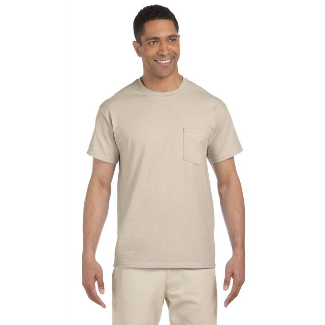 The Gildan Adult Ultra Cotton oz Pocket T-Shirt SAND L