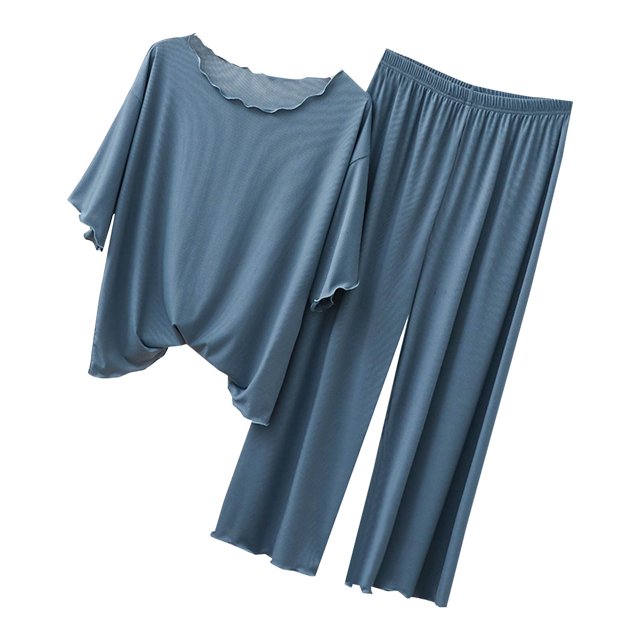 Ensembles de Pyjama pour Femmes 2 Pcs, Tenue d'Intérieur Décontractée Ample à Manches Courtes et Pantalon pour Femmes, Ensembles de Pyjama