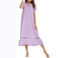 thumbnail image 1 of Timegard Longues Robes de Nuit pour Femmes Manches Courtes Col Rond Vêtements de Nuit Décontractés Amples Confortables Robe de Maison, 1 of 4