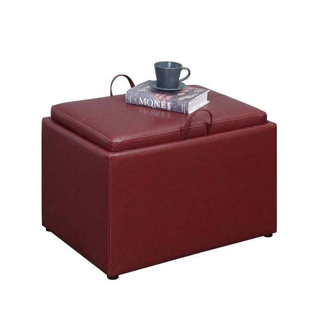 Convenience Concepts Designs4Comfort Accent Storage Ottoman in Red Faux Leather