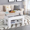 thumbnail image 2 of FDW Table Basse Blanche de 39,4 Pouces à Plateau Relevable, Compartiment Caché et Tablette de Rangement pour Salon, Bureau Ou Aire de Réception, 2 of 7