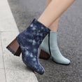 thumbnail image 4 of Cameland Large Women's Punk High Heel Rectangle Toe Thick Heel Zipper Contrast Mart Short Boots, 4 of 4
