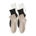 thumbnail image 2 of ylioge Ruffle Crew Socks for Women 3 Pack Cute Solid Comfort-Cotton Basic Boot Sock Sales, 2 of 3