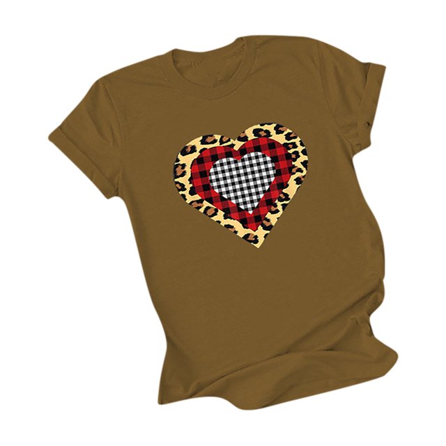Hauts d'Été pour Femmes 2023 Femmes Décontracté Imprimé Manches Courtes Col Rond T-Shirt Ample Blouse Hauts