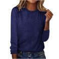thumbnail image 1 of HKEJIAOI Polyester Long Sleeve Chemises pour Women Col Rond Solide Sortir Tops pour Women, 1 of 4