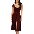 thumbnail image 2 of Pisexur Robe Mi-Mollet Sans Manches à Col en V pour Femme, Col en V Sans Manches, Couleur, à la Mode, Nouvelle, Décontractée, Taille Haute, Tenue pour Femmes, 2 of 3