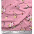 thumbnail image 1 of Soimoi Orange Poly Georgette Fabric Leaves,Small Circle & Floral Print Fabric by The Yard 42 Inch Wide, 1 of 3