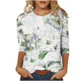 thumbnail image 2 of TIMIFIS Hauts pour Femmes Manches 3/4 Casual Tunique Ample Col Rond T-Shirt - Automne, 2 of 5
