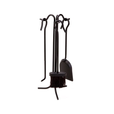 Panacea 4 Piece Fireplace Tool Set with Brush, Shovel, and Poker, Black