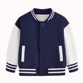 thumbnail image 1 of Girls Outdoor Jackets & Outerwear Child Autumn Spring Long Sleeved Color Block Baseball Dark Blue Teen Girl Fall Tops ,4-5 Years, 1 of 1