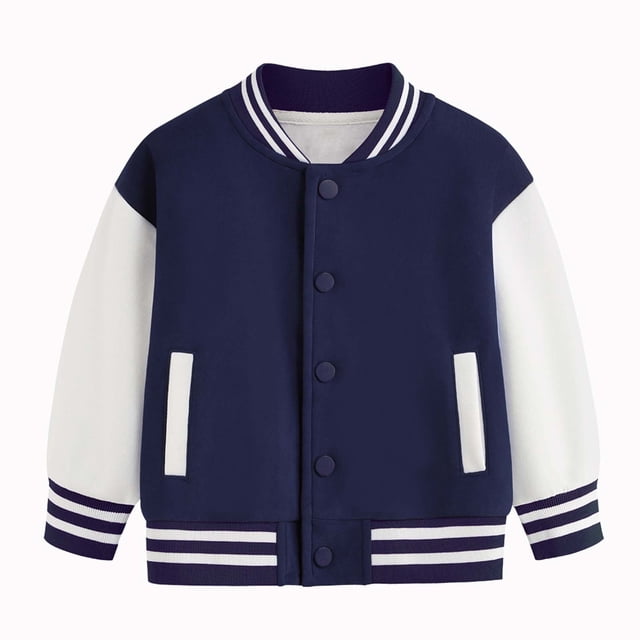 Girls Outdoor Jackets & Outerwear Child Autumn Spring Long Sleeved Color Block Baseball Dark Blue Teen Girl Fall Tops ,4-5 Years