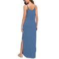 thumbnail image 4 of Robes pour Femmes Été 2023 Mode Femmes Décontracté Col en V Robes Unies Été Robe Sans Manches à Enfiler Robes de Soirée pour Femmes Élégantes Chic en Liquidation, 4 of 6