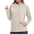thumbnail image 1 of Swstbby Liquidation d'Automne! Hauts d'Automne pour Femmes Grande Taille, Chandail à Capuche à Manches Longues Col Rond Couleur Unie Beige TTG, 1 of 4