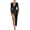 Black, variant on HVOBTTY Spring Casual Long Sleeve Dresses for Women, Ladies' Split Sequin Floor Length Evening Gown Long Sleeved V-Neck Dress Red, M