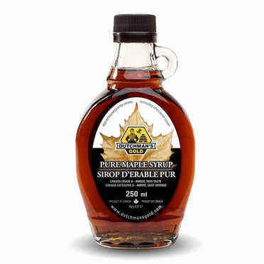 Dutchman's Gold Sirop d'Érable Canadien Pur 250 ml Bouteille en Verre – Naturel, Grade A, Goût Riche – Sans Additifs – Parfait pour Crêpes, Café et Pâtisserie